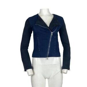 Armani Exchange Denim & Suede Moto Jacket Blue/Black Size XS